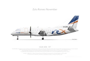 SAAB 340B VH-ZRN REX 2023 - A3+ Profile Print - Bild 1 von 4