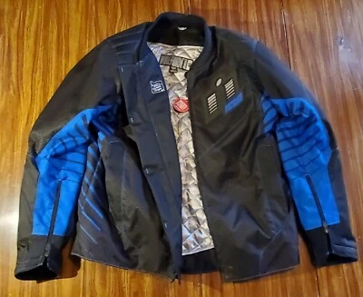 Icon Wireform Black Motorcycle Jacket w/ Removable Liner Blue Men's XL New - Image 1 of 4