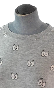 Zoe Karssen T Shirt Cartoon Eyes Grey Boyfriend Tee Top Casual Size XS Designer - Picture 1 of 11