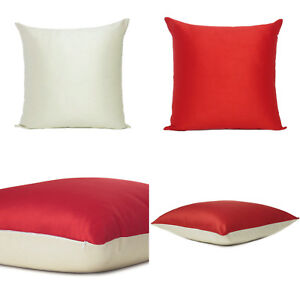 Red Beige Cover Cushion Both Pillow Sides Case Art Silk Throw Sofa Square 18x18