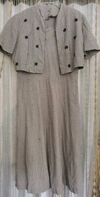 Vestido de día de verano vintage años 60 con bolero secretaria/iglesia/rockabilly algodón guinga Foto 1 de 4