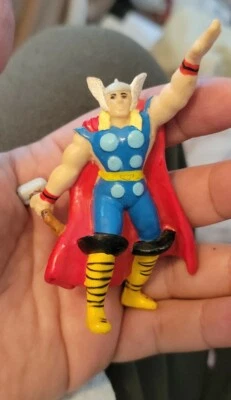 RARE 1990 Marvel Comics Thor Figure Thor Standing Arm Up  down PVC 4.5" EUC C89 - Image 1 of 4