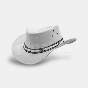 Weißer Cowboyhut Western Style Outback Fedora mit Flechtband - Unisex Rodeo - Bild 1 von 5
