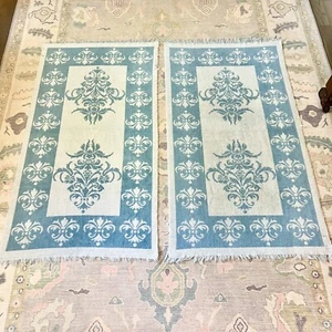 Vtg Fieldcrest Sculpted Imperial Collection Bath Towel Blue USA MCM Teal - Picture 1 of 12