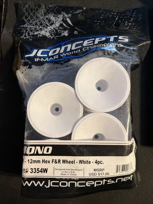 JConcepts Mono #3354W - T5M - 12mm Hex Front & Rear Wheels White - Image 1 of 2