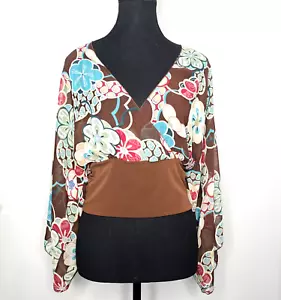 Blusa para mujer Forever estampado floral manga campana cuello en V, larga, bohemia/boho chic - Imagen 1 de 13