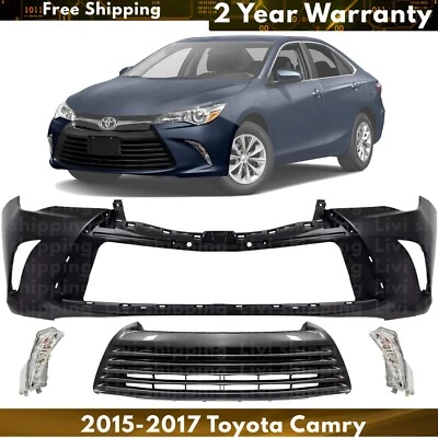 Front Bumper Cover Primed & Turn Signal Lights Kit For 2015-2017 Toyota Camry Foto 1 de 4