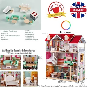 Isabelle's Plastic Doll House Kids Girls LARGE Play Toy Furniture Dolls Children - Picture 1 of 7
