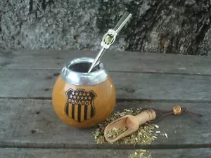Taza Hecha a Mano Compañero de Fútbol Uruguay + Paja + LOGOTIPO Grabado Peñarol BONO - Imagen 1 de 3