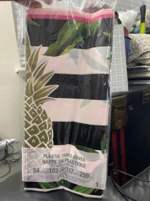 PINEAPPLE WEDDING PLASTIC TABLE COVER ~ Bridal Party Supplies Cloth Decoration - Image 1 of 2