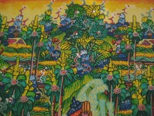 Authentic BALINESE ART original BALI landscape PAINTING Indonesia Penestanan