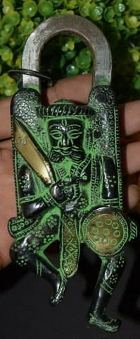 Brass Warrior Padlock With 02 Keys Old Warrior Man Design Door Safety Lock EK187 Cover