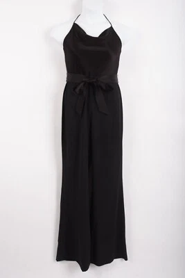 Женский комбинезон Alice + Olivia Primrose с воротником-хомутом черный 12 черный атласный креп новый с ценниками - Изображение 1 из 4