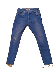 Bershka Jeans Womens 31 Blue Super Skinny Distressed Raw HemDenim - Picture 1 of 12