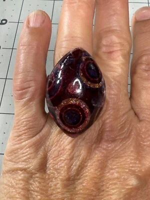 Anillo Modernista Audaz Abstracto Declaración 1970? Circular de resina Lucite DSGN 8 a 8,5 Foto 1 de 4