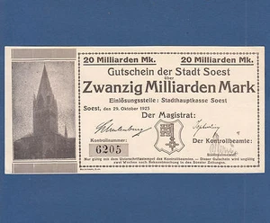 SOEST 20 Milliarden Mark 1923 fast KASSENFRISCH / aUNC - Picture 1 of 2