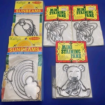 Mini Staining Panes and No Bake Suncatcher Kits Lot of 5 New Old Stock Vintage - Image 1 of 4