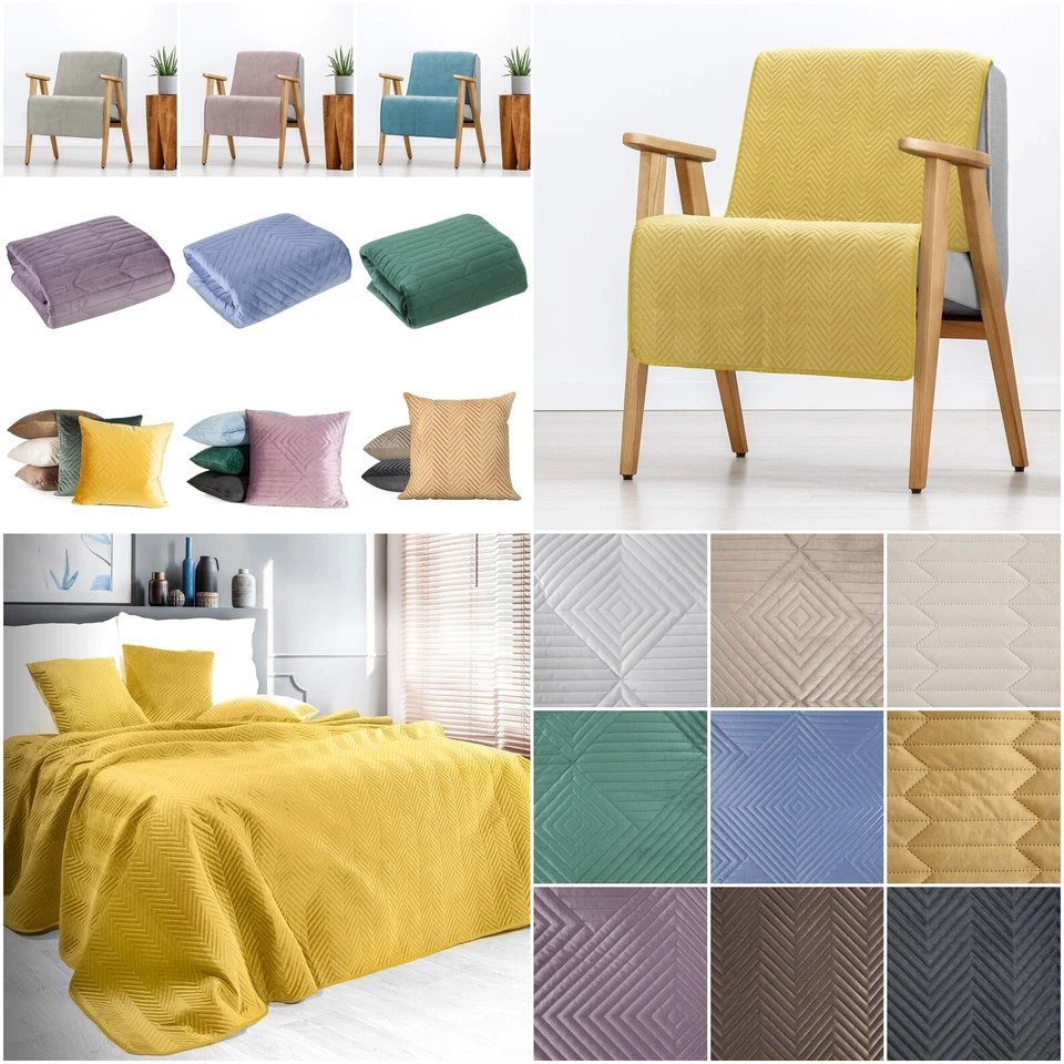 Tagesdecke Sesseldecke Sofadecke Überwurf Bettüberwurf Steppdecke Samt Velvet - Bild 1 von 1