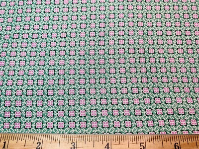 1930s Repro Fabric 30s Brights Pink&Green Floral Windham Cotton Fabric FQ - Image 1 of 4