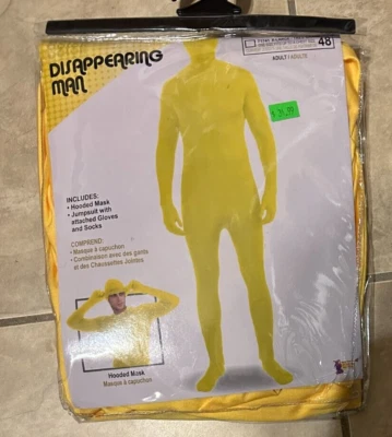 Body Hombre Desaparecido con Máscara Disfraz Foro NUEVO Amarillo Adulto 1 talla hasta 42 Foto 1 de 2