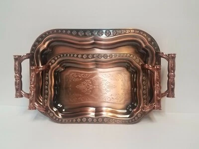Tray Set Luxury Style Bronze Antique Style 7911 X-Mas, Holiday Gift (In Stock US - Image 1 of 4
