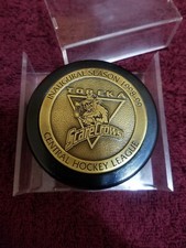 Vintage Topeka ScareCrows CHL Logo Hockey Puck Lindsay Inaugural 1998-99 Season