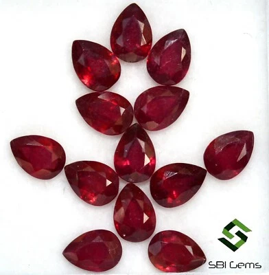 9.38 Cts Natural Ruby Pear Cut 7x5 mm Lot 10 Pcs Calibrated Loose Gemstones GF - Image 1 of 3