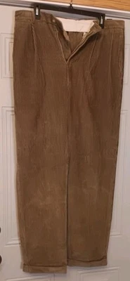 Nautica Vintage Men's Navy Corduroy Pleated Wide Leg Baggy Trousers Size 36 - Image 1 of 4