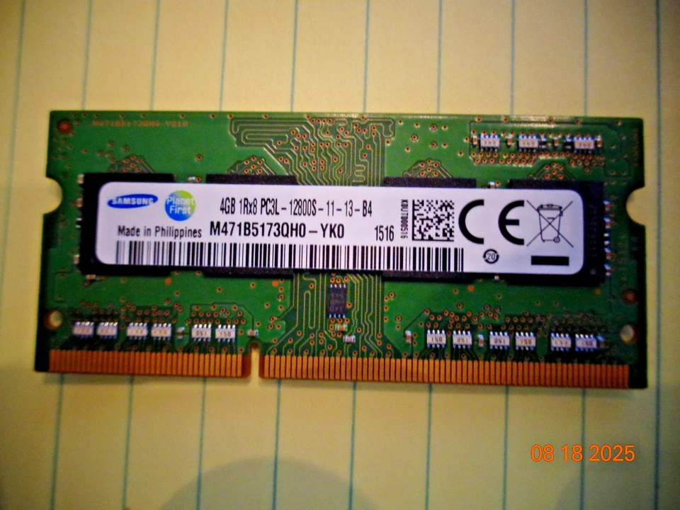 Samsung 2gb M471b5773dh0-yk0 1rx8 Pc3l-12800s SODIMM Laptop Memory RAM