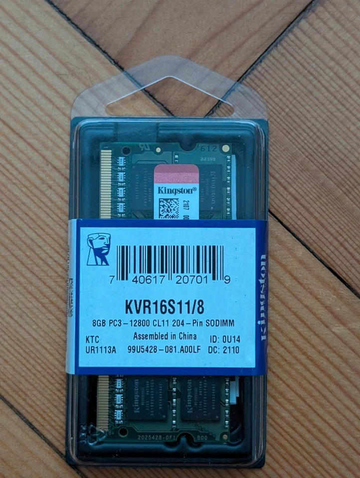 Kingston 8GB (1x8GB) DDR3 SODIMM KVR16S11/8 PC3-12800 2Rx8 1600Hz 1.5v - Image 1 of 1