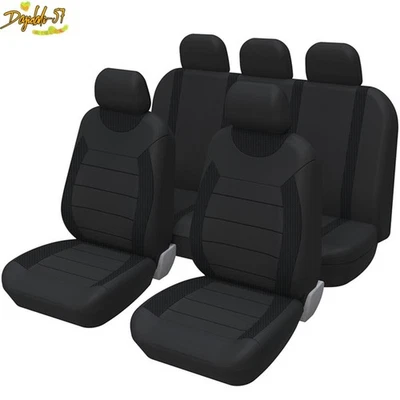 Juego completo de fundas de asiento de coche delanteras traseras transpirables de 5 asientos de protección trasera de cojín Foto 1 de 4