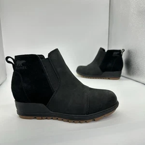 Sorel-Evie Chelsea Bota de Cuña al Tobillo Mujer 7 EE. UU. Cuero Negro NL3816-010 - Imagen 1 de 9