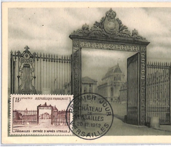 FRANCE FDC MAXI CARD Postcard 1952 *Versailles* GATE First Day {samwells}PX296 - Image 1 of 4