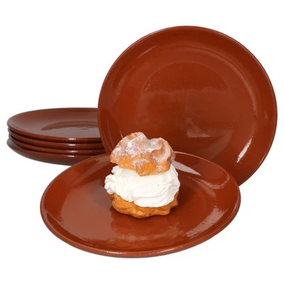 6er Set Ton-Kuchenteller Ø 23 cm Mediterran 6 Personen Mittelalter Dessert-Salat - Bild 1 von 4