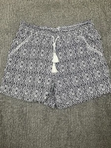 Pantalones Cortos Briggs Boho Estampado Ikat/China Informales Elásticos Tirar de Corbata Azul Talla XL - Imagen 1 de 7