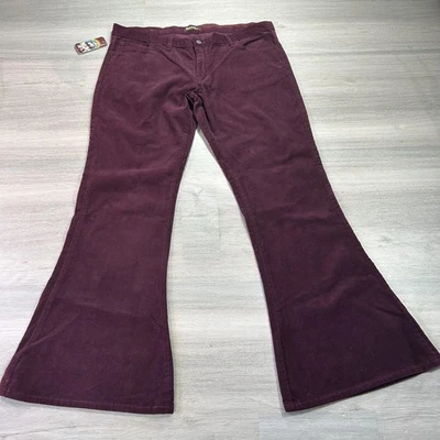 Run & Fly Pants Mens 38 Burgundy Corduroy Flare Bell Bottom Made in England - Image 1 of 4