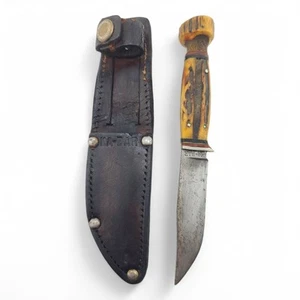 Vintage 1923-1937 STAG KABAR LITTLE HUNTER FIXED BLADE UNION CUT KNIFE - Picture 1 of 21