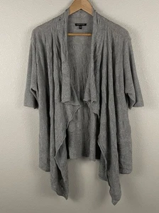 Eileen Fisher Damen XL grau Strick Merinowolle drapiert offen Cardigan Pullover - Bild 1 von 5