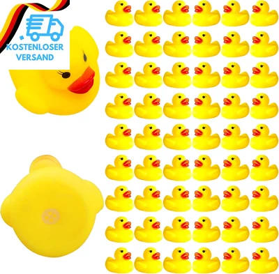 JSMTKJ 60 Stück Badeente Gummi Ducky Badespielzeug Quietscheentchen Mini Gelbe Ente Bad