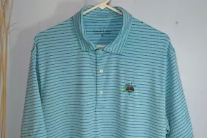 Vineyard Vines Men’s Short Sleeve Polo Blue White striped “Taconic” XL VGUC - Picture 1 of 5