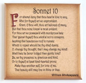 Sonnet 10 MAGNETE FRIGO (3 x 3 pollici) William Shakespeare - Foto 1 di 3