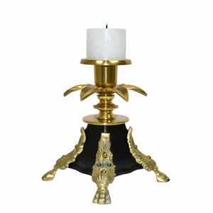Brass Candle Holder Gold plated royal look Beautiful Decor Showpiece For Home - Picture 1 of 4