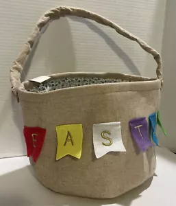 Fabric Cloth Easter Basket Lined New With Easter Banner Detail - Picture 1 of 8