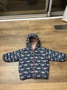 Patagonia Down Hooded Jacket Baby 12-18 Months Floral Print Quilted Insulated - Picture 1 of 11