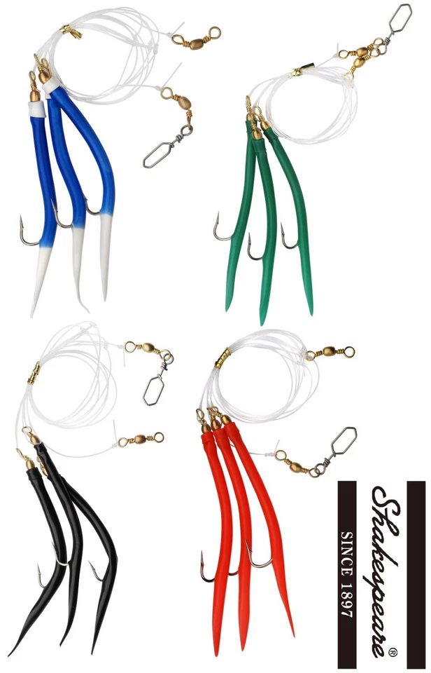 Shakespeare SALT Gummi Makk Sea Rigs Aal Rig 5/0 oder 8/0 Haken Angelrig - Bild 1 von 1