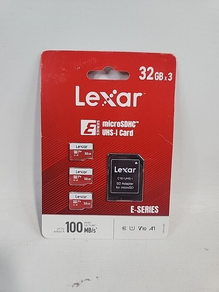 Lexar UHS-I E Series 3x32GB Micro SDHC Card With SD Adapter - Image 1 of 1