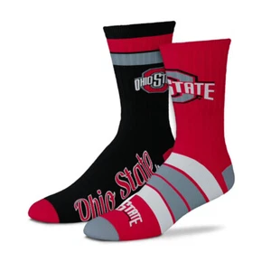 Ohio State Buckeyes Duo 2 Pack Mens Large Crew Socks NCAA Pairs Fan Gift OSU - Picture 1 of 2