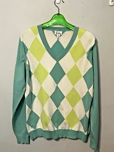 Damen Lilly Pulitzer Argyle Langarm Sommer Pullover Pulli Grün/Weiß L - Bild 1 von 9