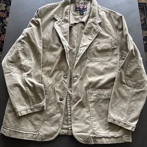 Duluth Trading Blazer Presentation Jacket Khaki Canvas Tan Men Size L #7223 - Picture 1 of 10