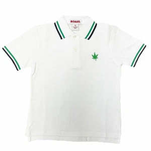 BOAST Boy's White/Green/Navy Tipped Pique Polo Shirt $44 NEW - Picture 1 of 3